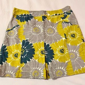 🌼Daisy Floral Mustard Yellow, Blue Gray Skirt Side Zipper, Pockets Size L, 10R